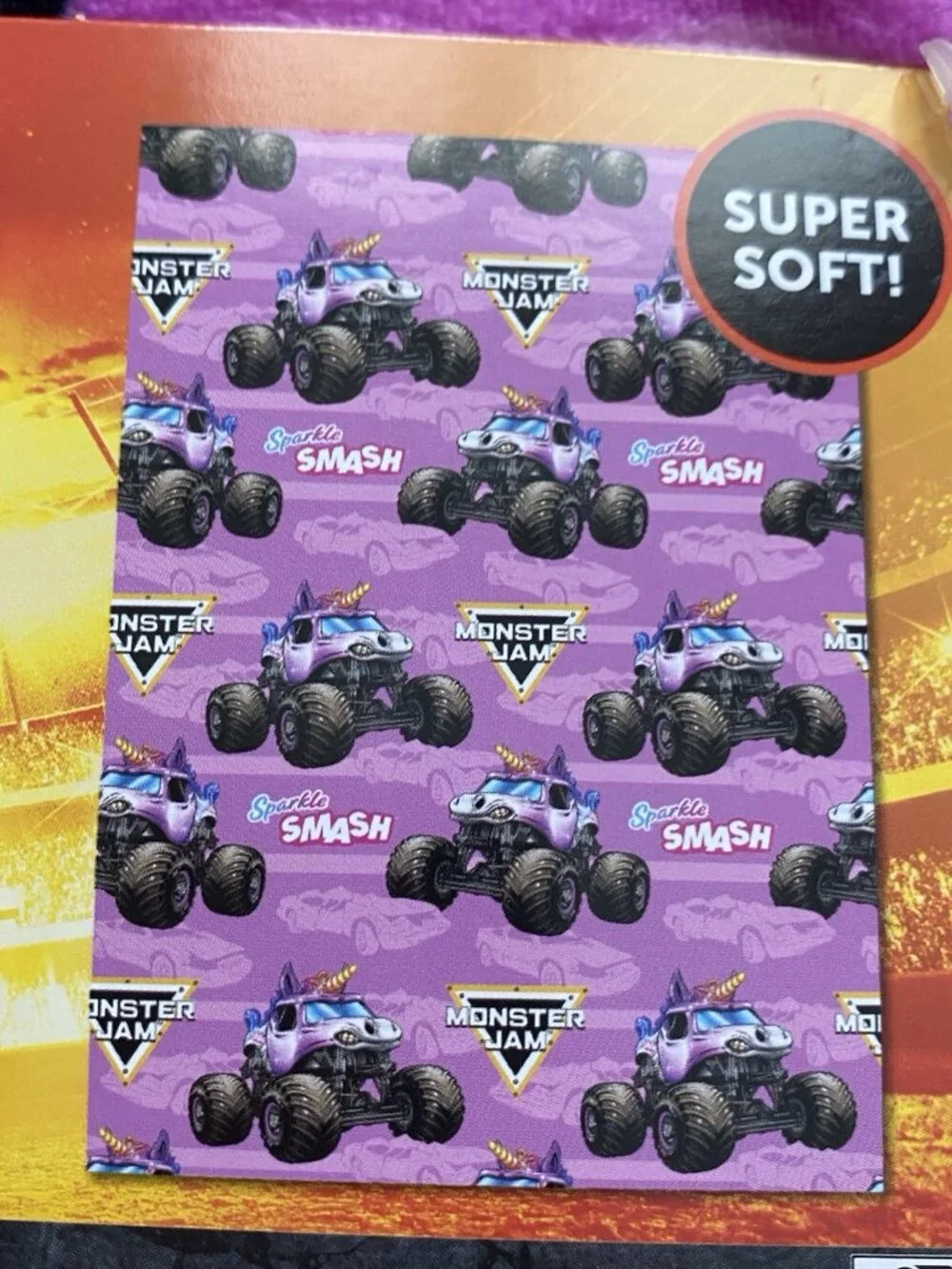 Monster Jam Sparkle Smash Super Soft Throw Blanket 50” X 70” Pink NEW